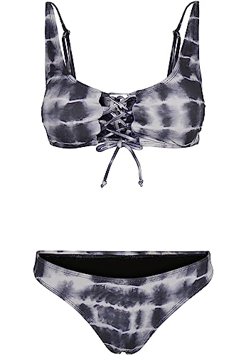 Urban Classics Damen TB4384-Ladies Lace Up Tie Dye Bikini, Black/White, XS von Urban Classics