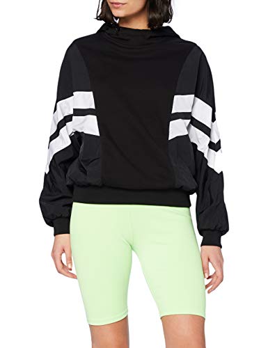 Urban Classics Damen TB4014-Ladies Mix Crinkle Nylon Sweat Hoody Kapuzenpullover, Black/White, 4XL von Urban Classics