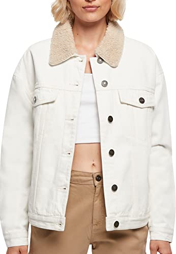 Urban Classics Damen Ladies Oversized Sherpa Denim Jacket Jacke, Offwhite raw, L von Urban Classics