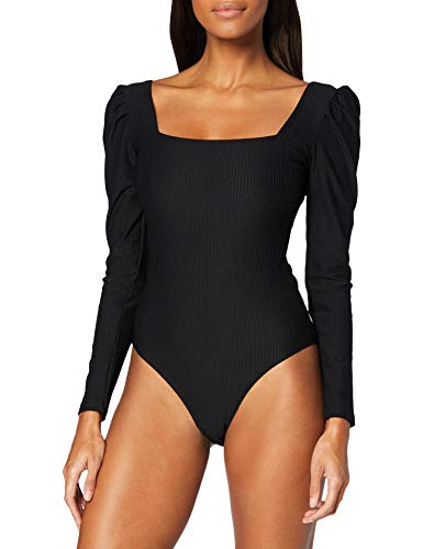 Urban Classics Damen Ladies Rib Puffer Sleeve Body LS T-Shirt, Black, L von Urban Classics