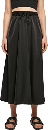 Urban Classics Damen Ladies Satin Midi Skirt, black, XS von Urban Classics