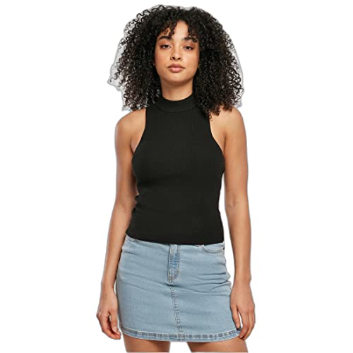 Urban Classics Damen Ladies Short Rib Knit Turtleneck Top T-Shirt, black, XL von Urban Classics