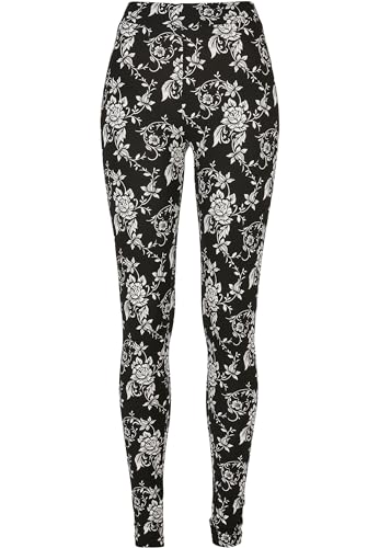 Urban Classics Damen Ladies Soft AOP Leggings Yoga Pants, blackrose, XS von Urban Classics