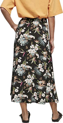 Urban Classics Damen Ladies Viscose Midi Skirt Rock, Black Tropical, XXL von Urban Classics