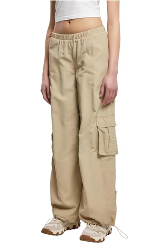 Urban Classics Damen TB6044-Ladies Wide Crinkle Nylon Cargo Pants Hose, Concrete, 3XL von Urban Classics