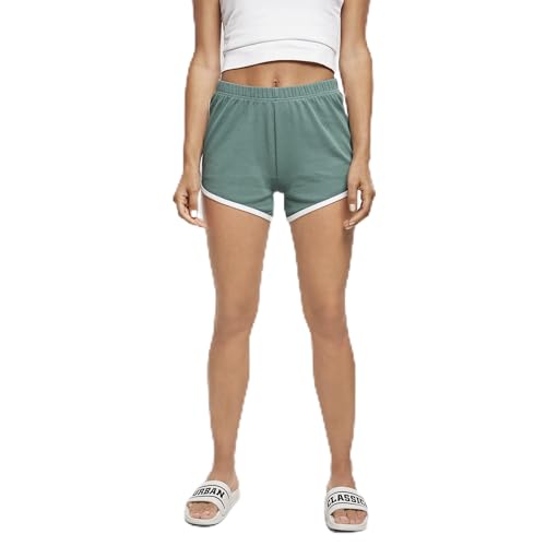 Urban Classics Damen TB4372-Ladies Organic Interlock Retro Hotpants Shorts, paleleaf/White, 3XL von Urban Classics