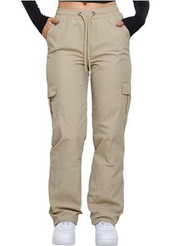 Urban Classics Damen TB6159-Ladies Nylon Cargo Pants Hose, Concrete, XXL von Urban Classics