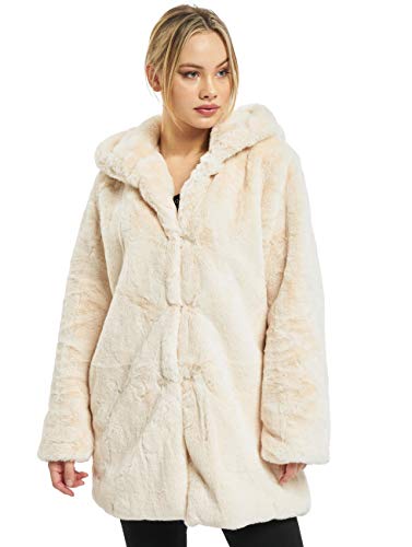 Urban Classics Ladies Hooded Teddy Coat aus Fake Kaninchenfell, Damen Mantel mit Kapuze und Seitentaschen, offwhite, L von Urban Classics