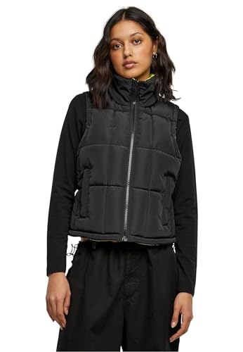 Urban Classics Damen TB6069-Ladies Reversible Cropped Puffer Vest Weste, Black/frozenyellow, L von Urban Classics