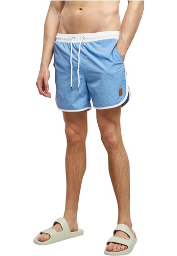 Urban Classics Herren Badehose Retro Swimshorts, Retro Badehose für Männer, mit Kordelzug, white/horizonblue, XL Urban Classics Herren Badehose Retro Swimshorts, Retro Badehose für Männer, mit Kordelzug, white/horizonblue, XL von Urban Classics