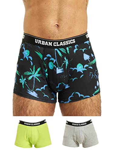 Urban Classics Herren Boxer Shorts 3-Pack Boxershorts, island aop+lime+grey, XL von Urban Classics