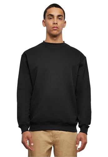 Urban Classics Herren Sweatshirt Crewneck Fleece-Sweatshirt, lässiges Sweatshirt für Männer, Loose Fit, , black, XL von Urban Classics