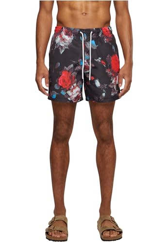 Urban Classics Herren Pattern Swim Shorts Badehose, Black Rose AOP, 4XL von Urban Classics