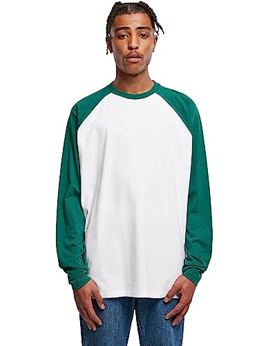 Urban Classics Herren Organic Oversized Raglan Longsleeve T-Shirt, white/green, XXL von Urban Classics