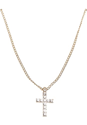 Urban Classics Unisex TB3885-Diamond Cross Necklace Manschettenknöpfe, Gold, one Size von Urban Classics