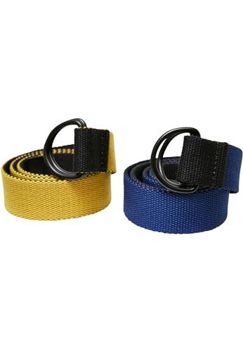 Urban Classics Unisex UCK4181-Easy D-Ring Kids 2-Pack Belt, Black/royal+Black/Yellow, one Size von Urban Classics