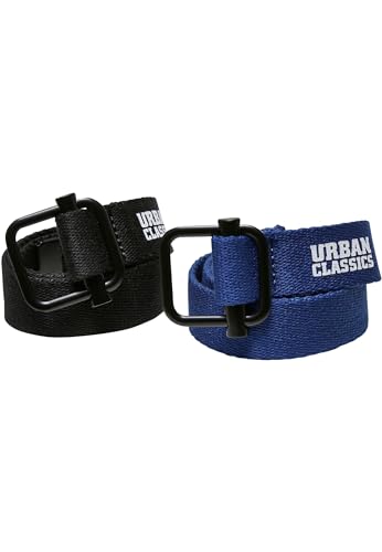 Urban Classics Unisex UCK4294-Industrial Canvas Kids 2-Pack Belt, Black/Blue, one Size von Urban Classics