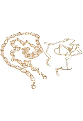 Urban Classics Unisex Kette Multifunctional Chain With Pearls 2-Pack, Farbe gold, Größe one size von Urban Classics