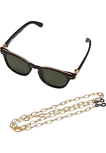 Urban Classics Unisex TB3551-Sunglasses Italy with Chain Sonnenbrille, Black/Gold/Gold, one Size von Urban Classics