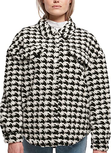 Urban Classics Women's TB5078-Ladies AOP Sherpa Overshirt Shirt, blackhoundstooth, L von Urban Classics