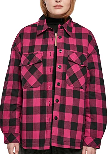 Urban Classics Damen Tb4007-ladies Flanell Padded Overshirt Shirt, Wildviolet/Black, XL EU von Urban Classics