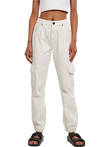 Urban Classics Women's TB4797-Ladies Organic Stretch Denim Cargo Pants Hose, Offwhite raw, 27 von Urban Classics