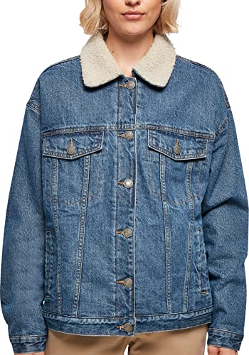 Urban Classics Women's TB5077-Ladies Oversized Sherpa Denim Jacket Jacke, clearblue Washed, XS von Urban Classics