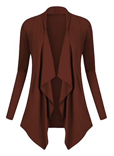 Urban GoCo Damen Strickjacke Cardigan Langarmshirt Wasserfall Strickmantel (XXL, Caramel) von Urban GoCo