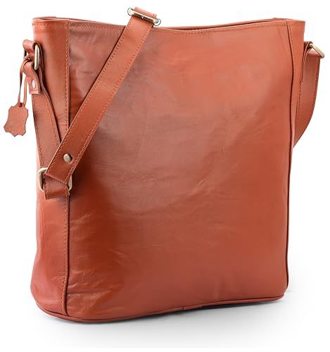 URBAN LEATHER 30 cm Große handtasche damen Umhängetaschen Geldbörsen für Damen & Mädchen, Echtes Leder Vintage Braun Schlanke Damen Umhängetasche Geldbörse Handtasche von URBAN LEATHER