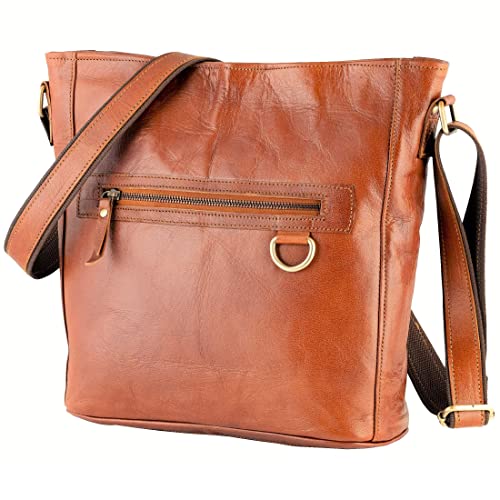 Urban Leder 11 Zoll groß Umhängetaschen Geldbörsen für Damen & Mädchen, echtes Leder Jahrgang Braune schlanke Damen Umhängetasche Geldbörse Handtasche, Schlinge Überkreuzung Handtaschen für sie von URBAN LEATHER