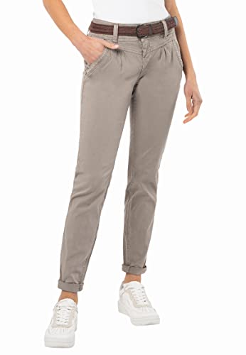 Urban Surface Damen Chino Stoff-Hose mit Flecht-Gürtel Middle-Grey S von Urban Surface