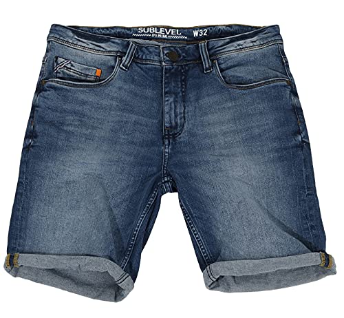 Urban Surface Herren Joggshorts LUS-136 Sweat-Bermuda in Jeans-Optik Middle Blue Denim M214 W34 von Urban Surface