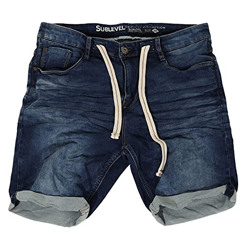 Urban Surface Herren Joggshorts LUS-136 Sweat-Bermuda in Jeans-Optik Washed Middle Blue Denim W34 von Urban Surface