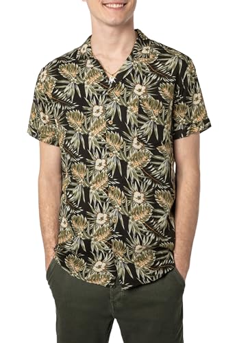 Urban Surface Herren Kurzarm-Hawaiihemd mit Alloverprint - Sommerliches Flair, Entspannte Strandvibes Black M von Urban Surface