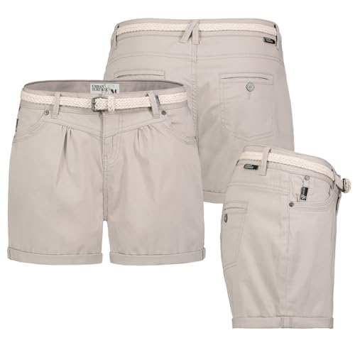 Urban Surface Short Bermuda Kurze Hose Sommer Chino Shorts Stoff Hotpants mit Gürtel, Hosengröße:L / 40, Farbe:Beige von Urban Surface