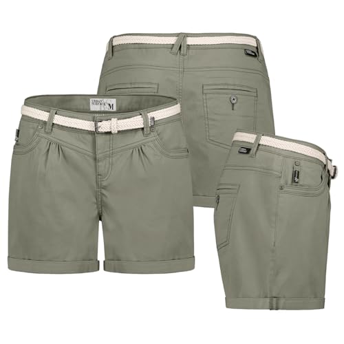 Urban Surface Short Bermuda Kurze Hose Sommer Chino Shorts Stoff Hotpants mit Gürtel, Hosengröße:M / 38, Farbe:Olive von Urban Surface