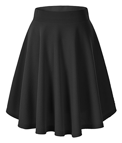 Urbancoco Damen Mädchen Basic Solid vielseitige dehnbaren informell Mini Skater Rock (XL, Schwarz-Lange) von Urbancoco