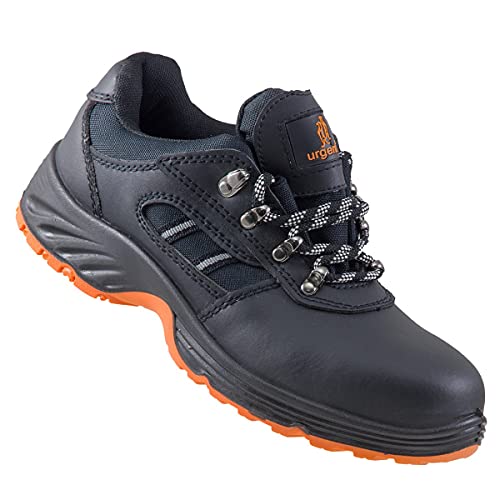 Urgent Leightweight Leder Herren Schuhe Sicherheit Arbeitsschuh mit Stahlkappe 207 SB, Schwarz , 43.5 EU von Urgent