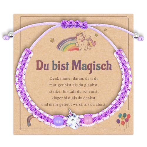2 Stück Einhorn Kinderarmband mit Verstellbarem Geflochtenem Seil, süßes Armbänder mit einer sinnvollen Grußkarte für kinder mädchen, Freundschaftsarmbänder und Einhorn armband geschenke für mädchen 2 Stück Einhorn Kinderarmband mit Verstellbarem Geflochtenem Seil, süßes Armbänder mit einer sinnvollen Grußkarte für kinder mädchen, Freundschaftsarmbänder und Einhorn armband geschenke für mädchen von Urtioty