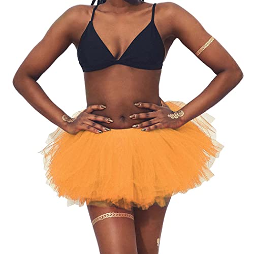 Ushiny Damen Kostüm Tüllrock Minirock Petticoat Tutu Unterrock Klassisch Elastisch 6 Lagig Tülle Ballet Tanzkleid Unterkleid Cosplay Minirock von Ushiny