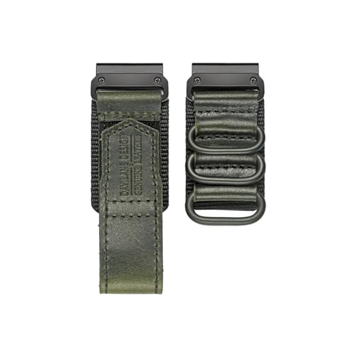 Leder-Quickfit for Garmin-Uhrenarmbänder, Outdoor-Schlaufenbänder, 20 mm, 22 mm, 26 mm, passend for Fenix ​​7 7X Solar Forerunner Vivoactive (Color : HGA137-GRN, Size : 22MM_M 190MM TO 260MM) von UsmAsk