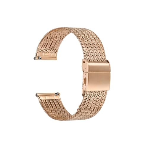 UsmAsk Metall-Uhrenarmbänder aus 316L-Edelstahl, 14 mm, 16 mm, 18 mm, 20 mm, 22 mm, gewebtes Mesh-Schnellverschluss-Armband for Damen und Herren (Color : Rosegold, Size : 18mm) von UsmAsk