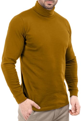 Utopia Wear Premium Baumwollmischung Interlock Rollkragen Herren T-Shirt Pullover Sweater, Senf, Mittel von UTOPIA DEALS