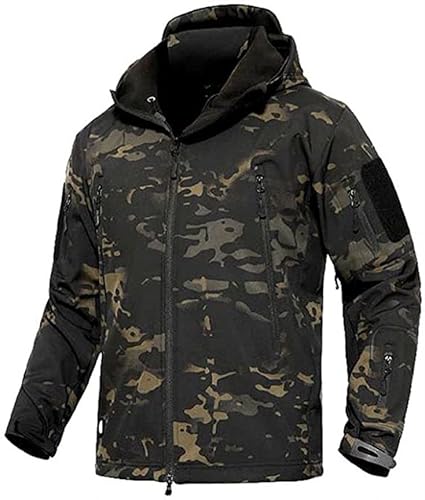 Uugood Herrenjacken, wasserdicht, mit Kapuze, Fleece, Winterjacke, Militär, Softshell Jacke, taktische Jacke, Outdoor, Kapuzenpullover, für Skifahren, Jagd, Airsoft, AYMC, L von Uugood