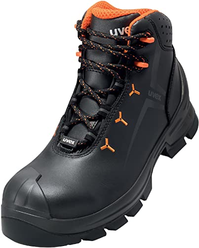 Uvex 2 MACSOLE Schnürstiefel, Arbeitsschuhe S3 HI HRO SRC, Sicherheitsschuhe für Damen und Herren, Schwarz/Orange, Größe 42 von Uvex