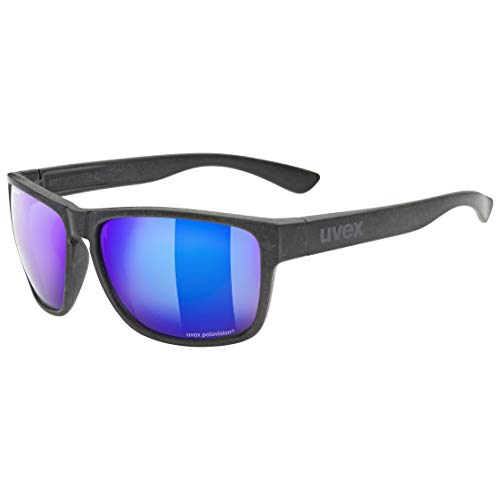 uvex LGL ocean P - Sonnenbrille für Damen und Herren - polarisiert - verspiegelt - black matt/blue-blue - one size von Uvex