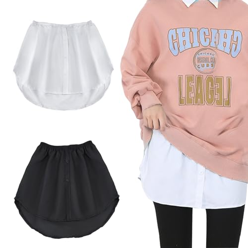 Uwiyo Damen Mini Unterrock Lower Skirt, 2 Stück Hemdverlängerung Fake-Hoodie Extender Sweep Hemd Verlängerung Mini-Unterrock Blusenrock Röckchen (DE/NL/SE/PL, Alphanumerisch, L, Regular, Regular) von Uwiyo