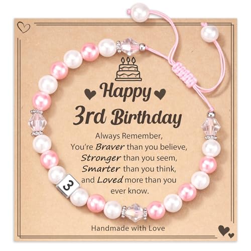 Uwiyo Rosa Geburtstag Perlenarmband Perlen Armband für Mädchen Verstellbarem Armband Geburtstagsgeschenk für Mädchen (srd) von Uwiyo