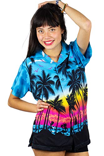 V.H.O. Funky Hawaiibluse, Hawaiihemd, Kurzarm, Beach, Türkis, S von V.H.O.