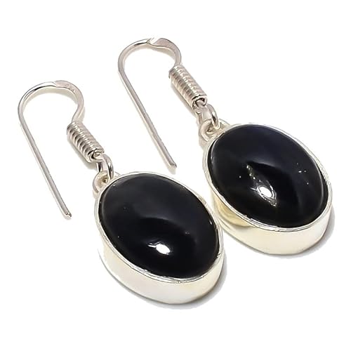 Handgefertigte Tropfenohrringe aus schwarzem Onyx, 3,9 cm, für Mädchen und Frauen, 925er-Sterlingsilber vergoldeter Schmuck von VACHEE 2169 von VACHEE